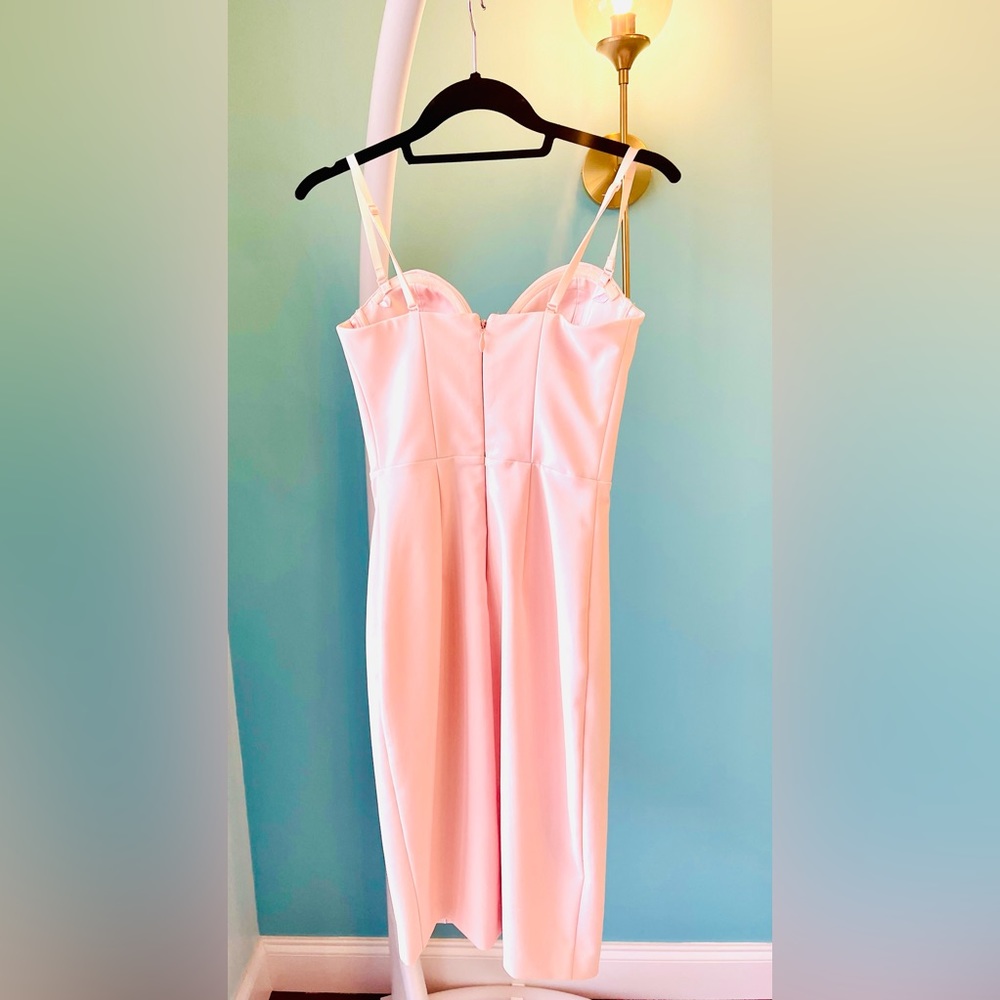 Bebe Strapless Optional Mid Length Blush Colored … - image 3